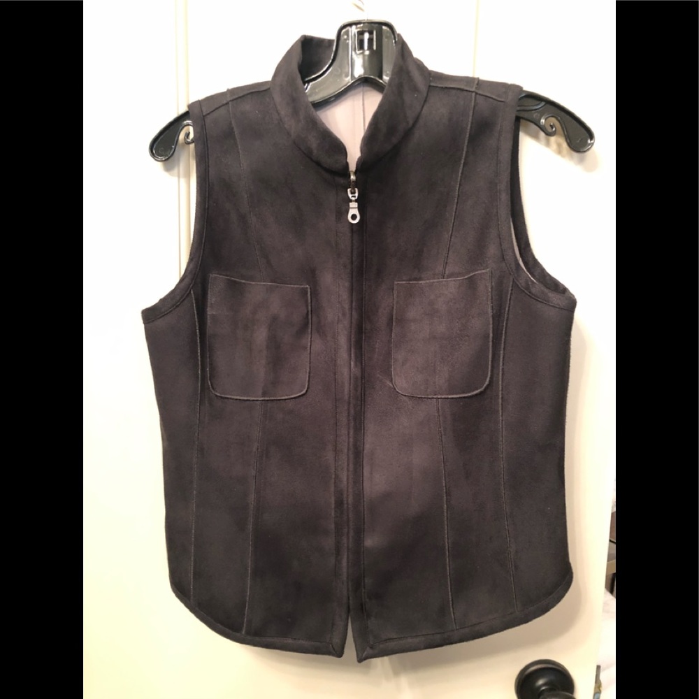 Reversible vest, slate gray moleskin/lt grey poly